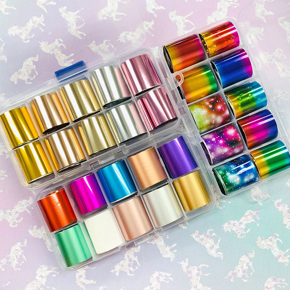 Nail Art Foil Box / 10 Colors / Rainbow Galaxy