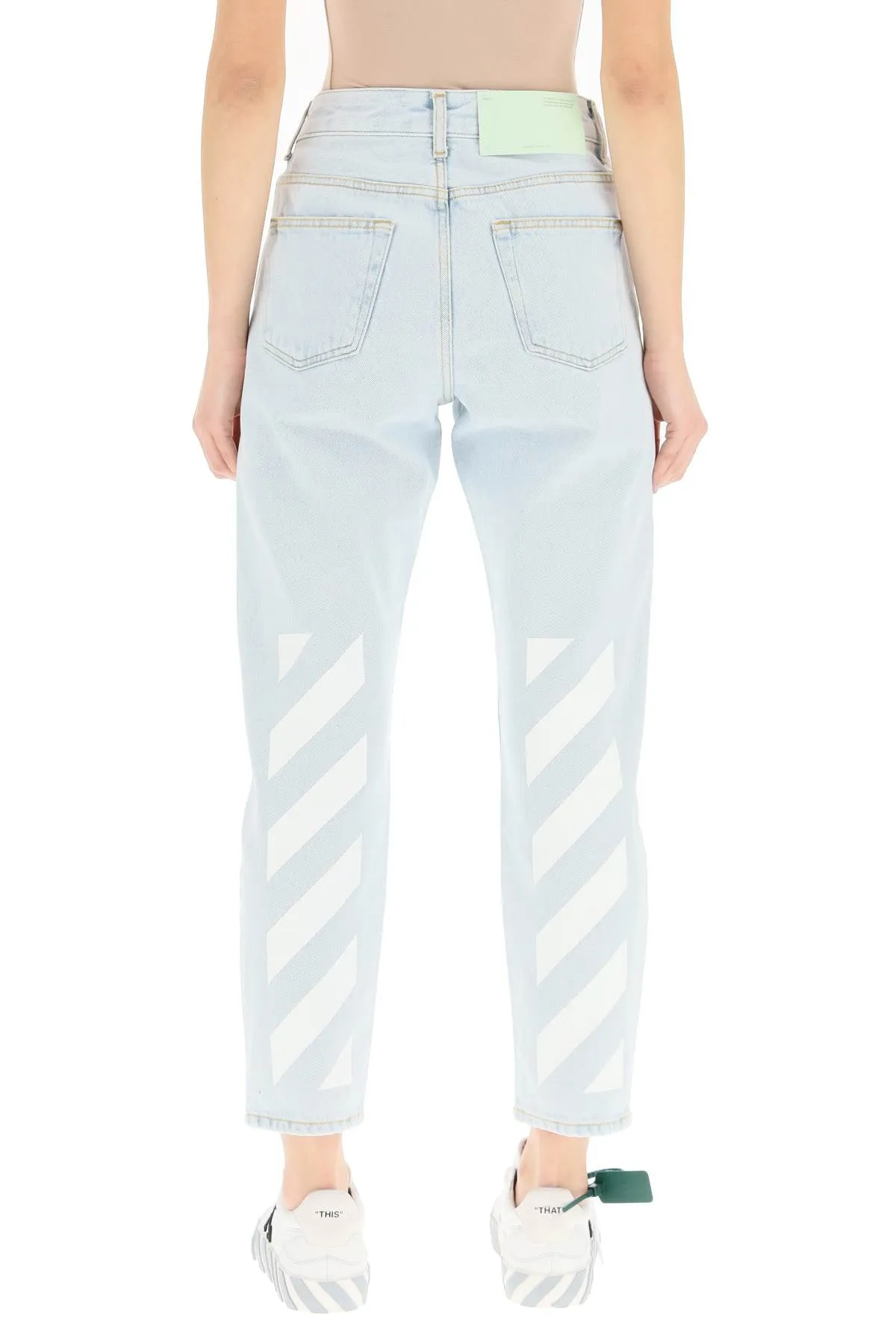 Off-White Logo Printed Straight Leg Jeans