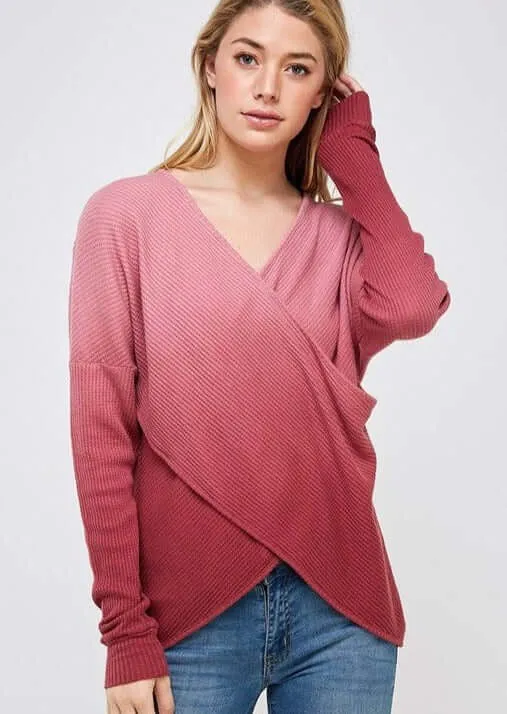 Overlap Ombre Cotton Thermal Top Made in USA