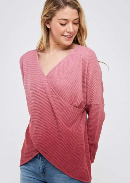 Overlap Ombre Cotton Thermal Top Made in USA