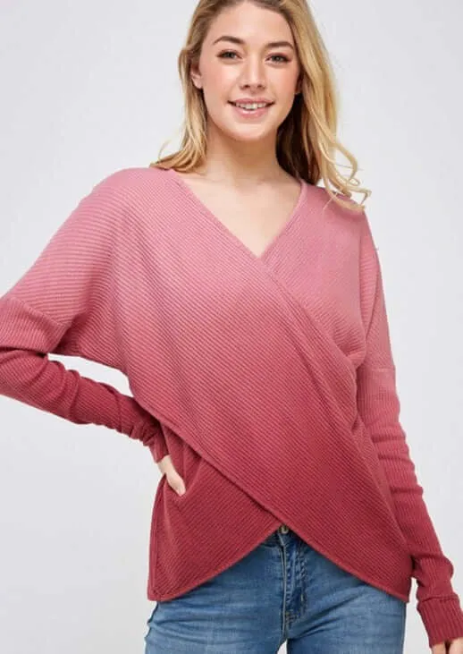 Overlap Ombre Cotton Thermal Top Made in USA