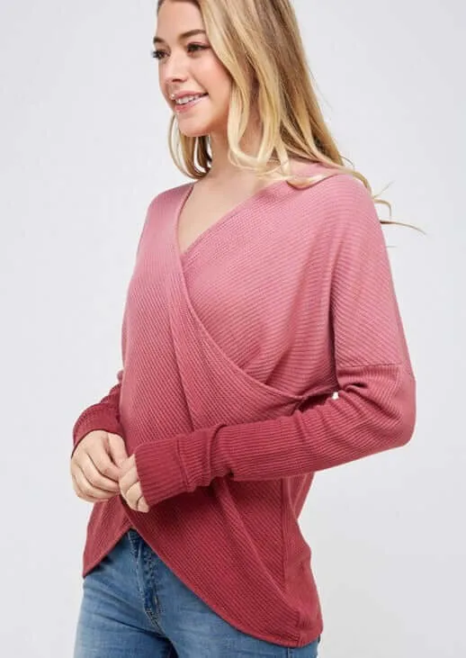 Overlap Ombre Cotton Thermal Top Made in USA