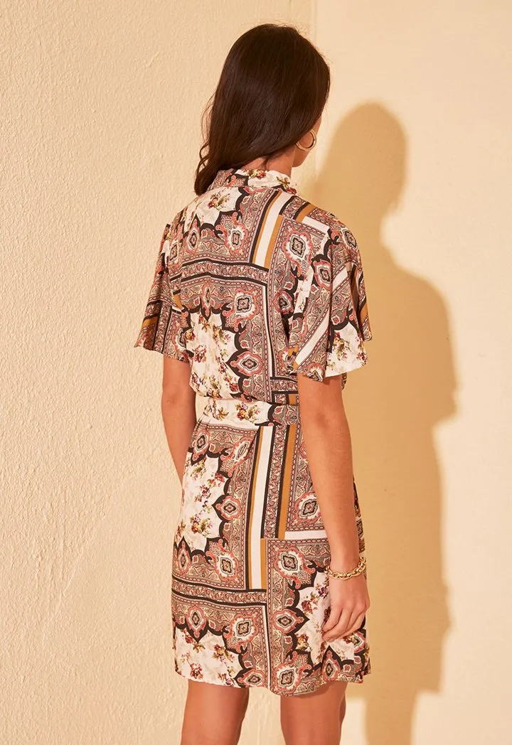 Pattern Print Shirt Dress