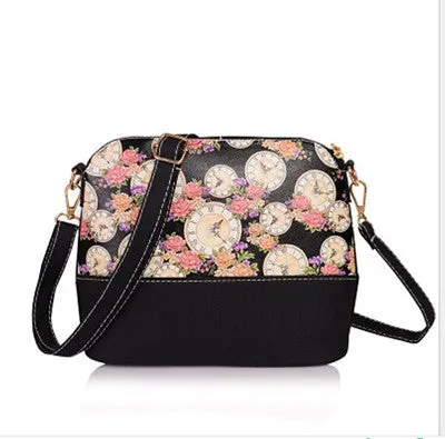 PU Leather Women Handbag Floral Patchwork Retro Shoulder Bag Famous Women Bag Casual Tote sac