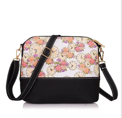 PU Leather Women Handbag Floral Patchwork Retro Shoulder Bag Famous Women Bag Casual Tote sac