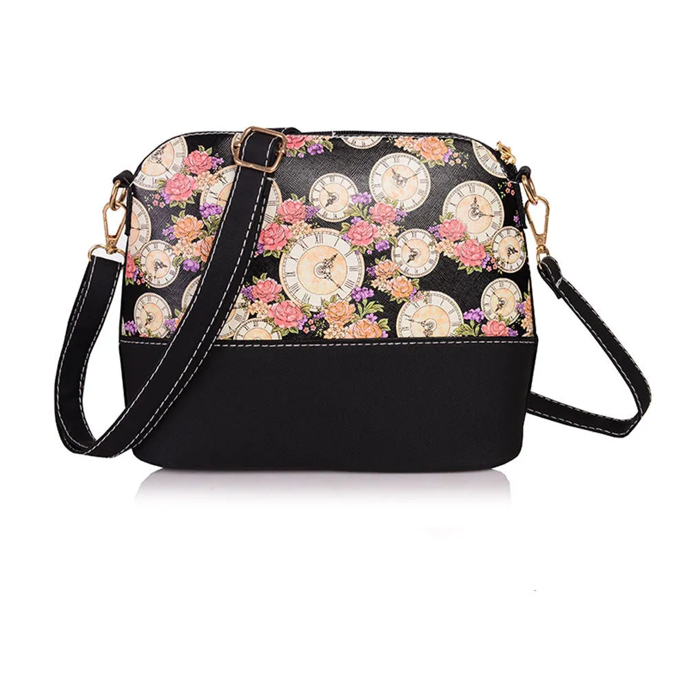 PU Leather Women Handbag Floral Patchwork Retro Shoulder Bag Famous Women Bag Casual Tote sac