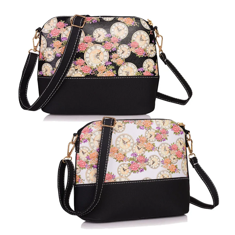 PU Leather Women Handbag Floral Patchwork Retro Shoulder Bag Famous Women Bag Casual Tote sac