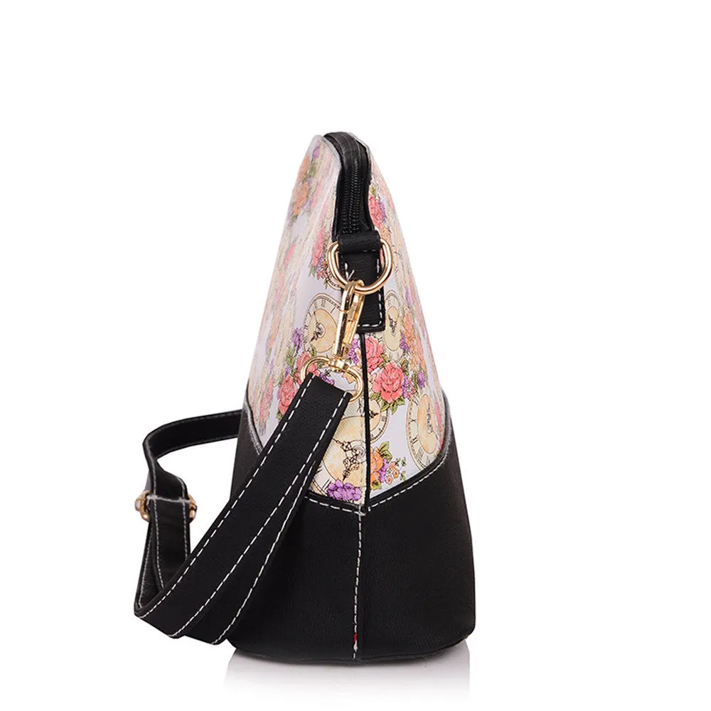 PU Leather Women Handbag Floral Patchwork Retro Shoulder Bag Famous Women Bag Casual Tote sac