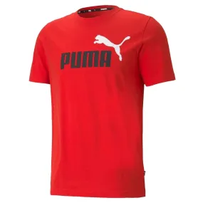 PUMA MEN'S ESSENTIALS+ 2 COLOUR LOGO RED TEE