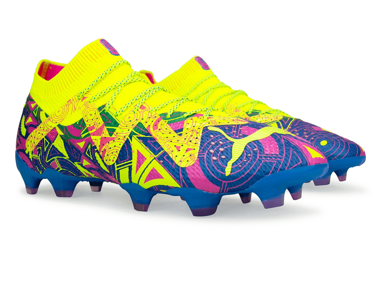 PUMA Men's Future Ultimate Energy FG/AG Blue/Yellow/Pink