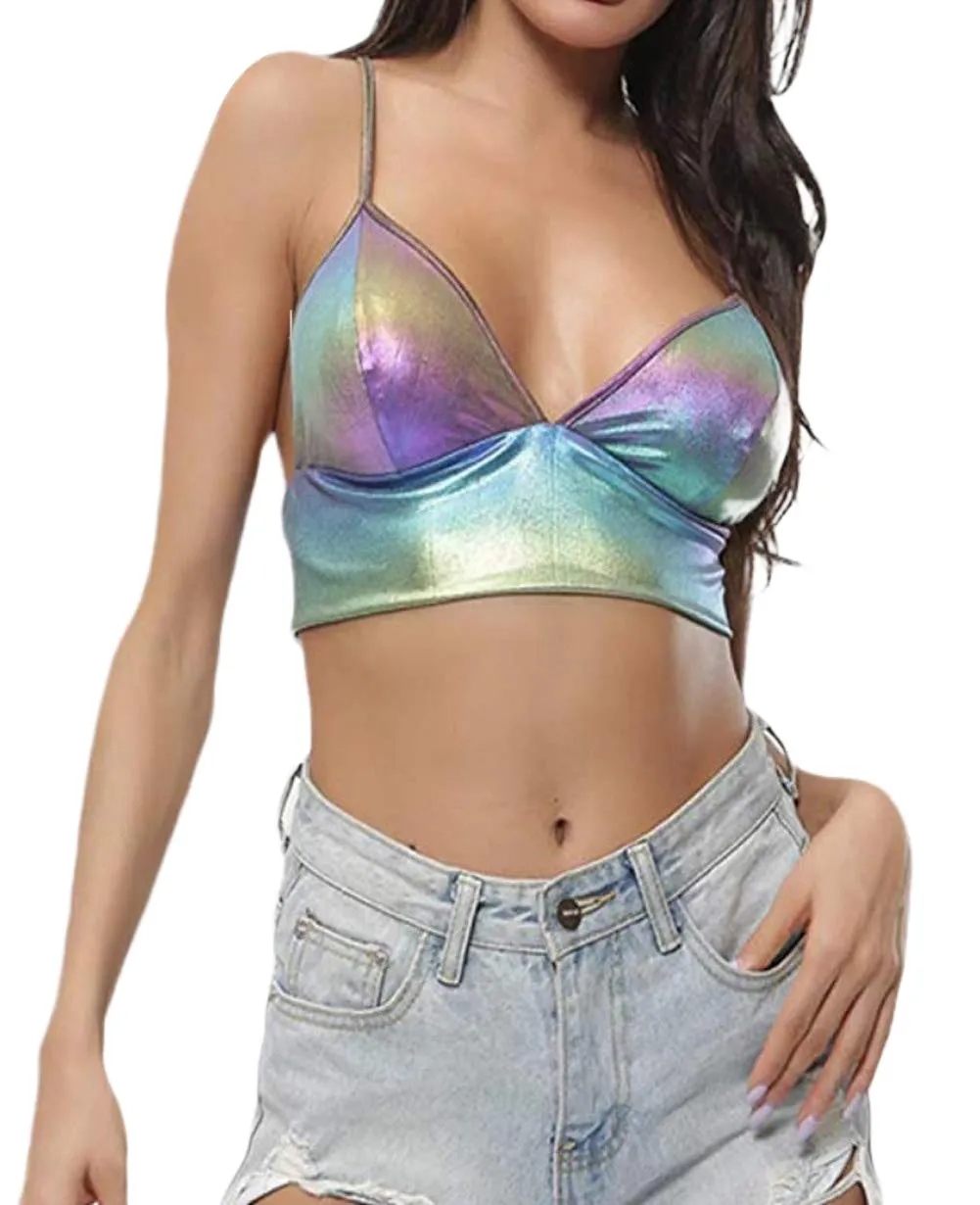 Purple Sleeveless Crop Top - Sexy PU Leather for Clubwear