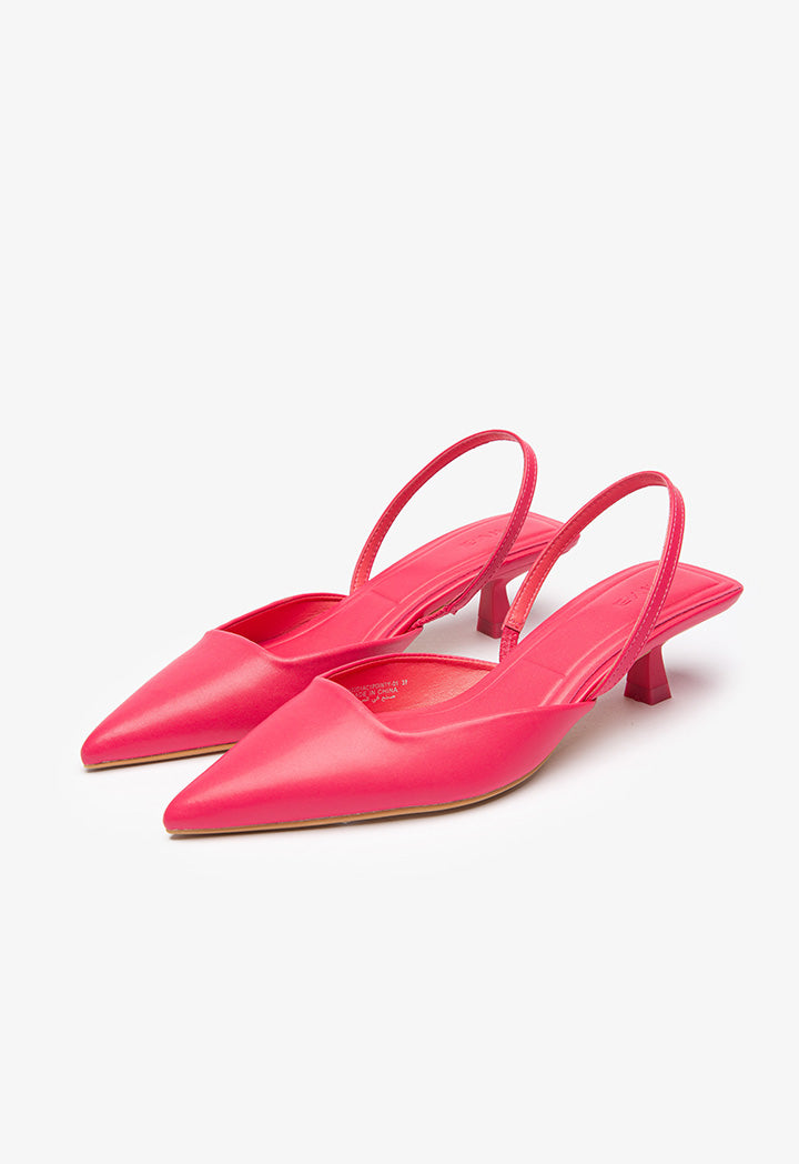 Solid PU Leather Slingback Pumps