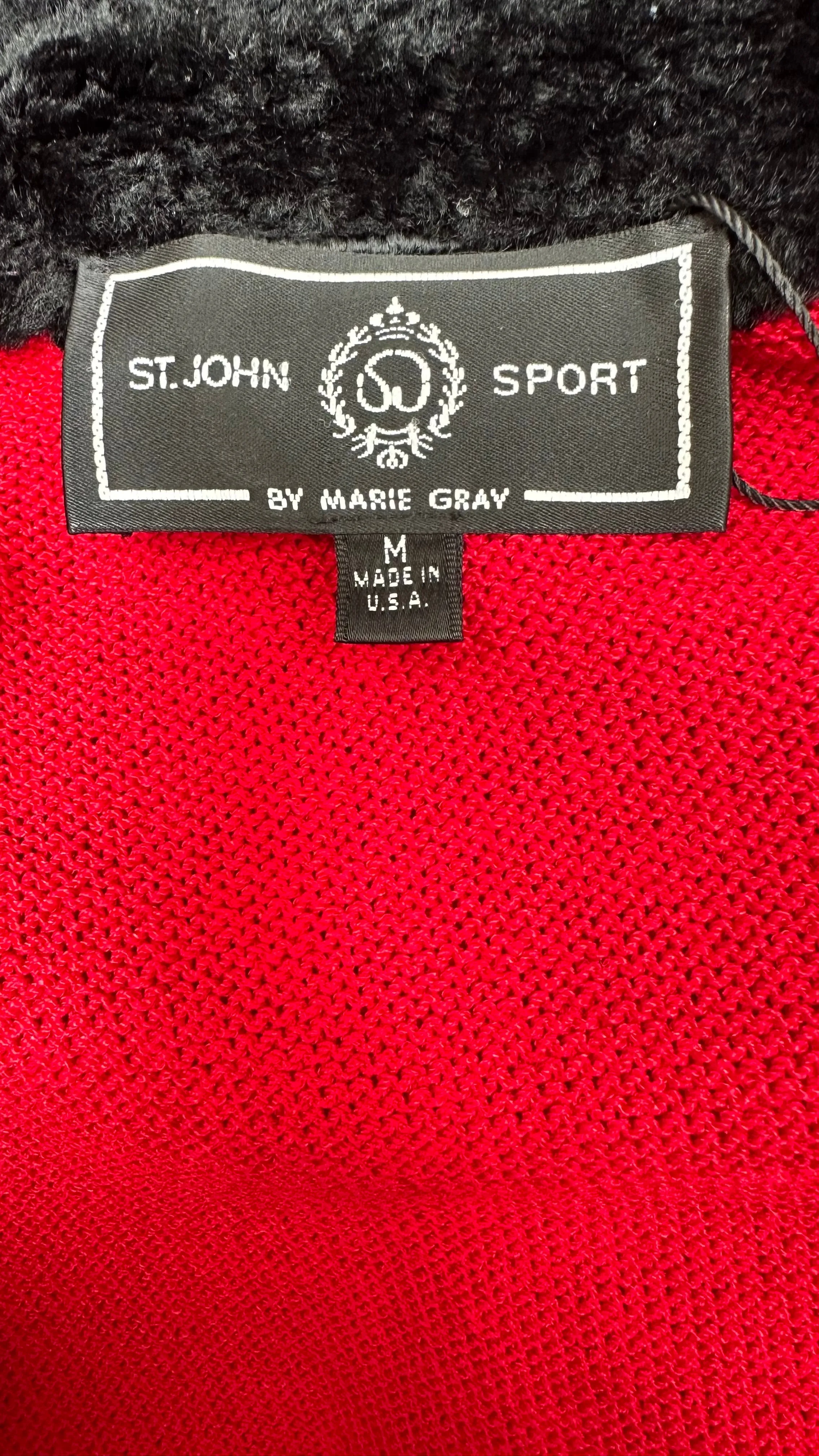 ST. JOHN SPORT Santana knit Red Zip Up Jacket size M (pre-owned)