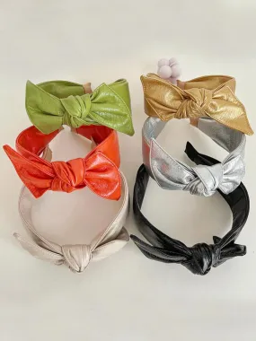 Style Diva PU Leather Bowknot Headband