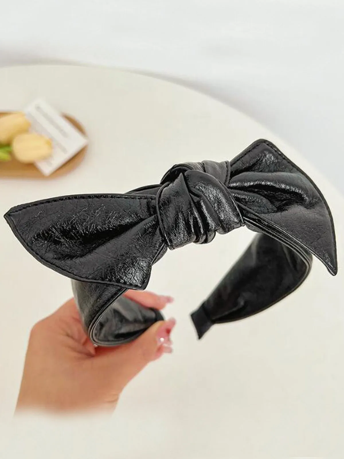 Style Diva PU Leather Bowknot Headband