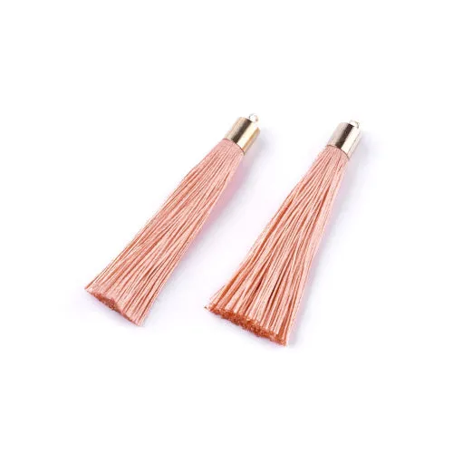 Tassels, Polyester, With Gold Cap, Dark Salmon, 58-65mm