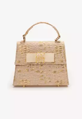 Textured PU Leather Flap Hand Bag