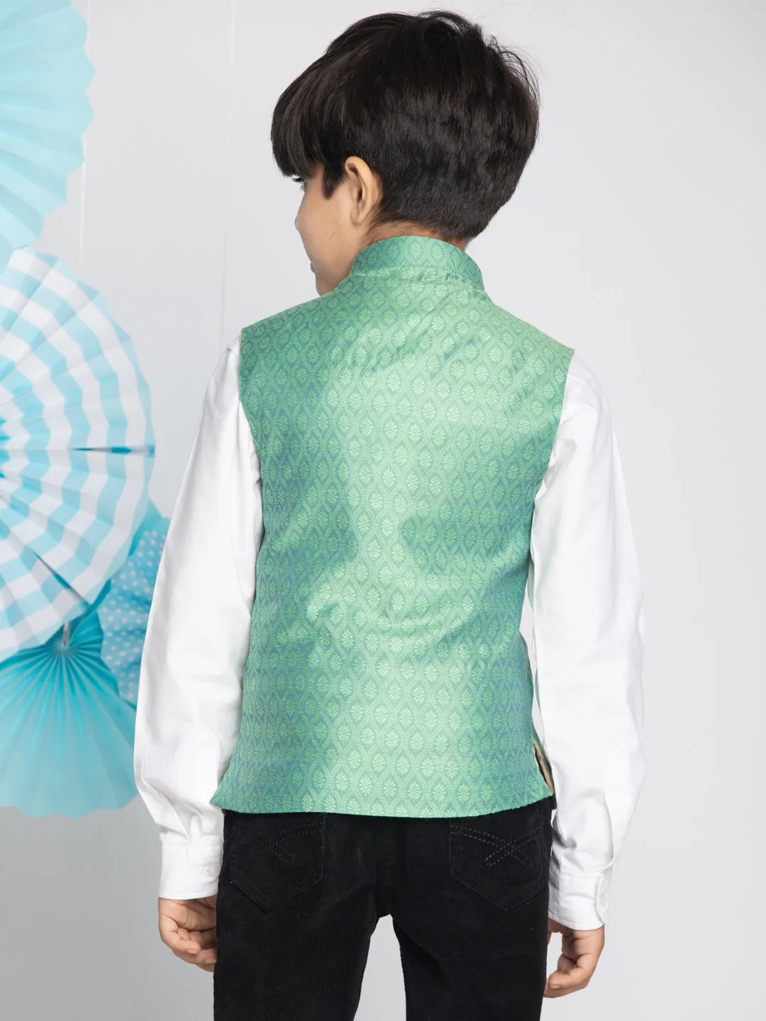 Vastramay Boys Green Nehru Jacket