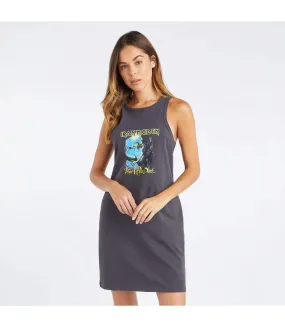 Womens/ladies fear of the dark iron maiden slim sleeveless dress charcoal Amplified