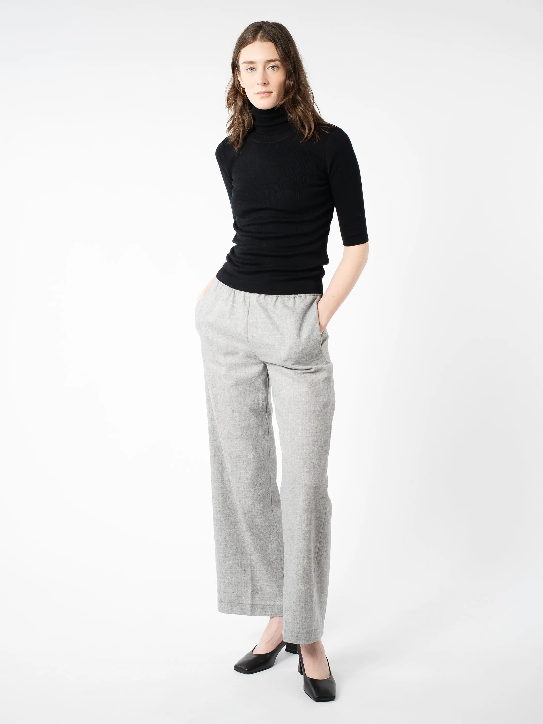 Wool Blend Wide Trousers