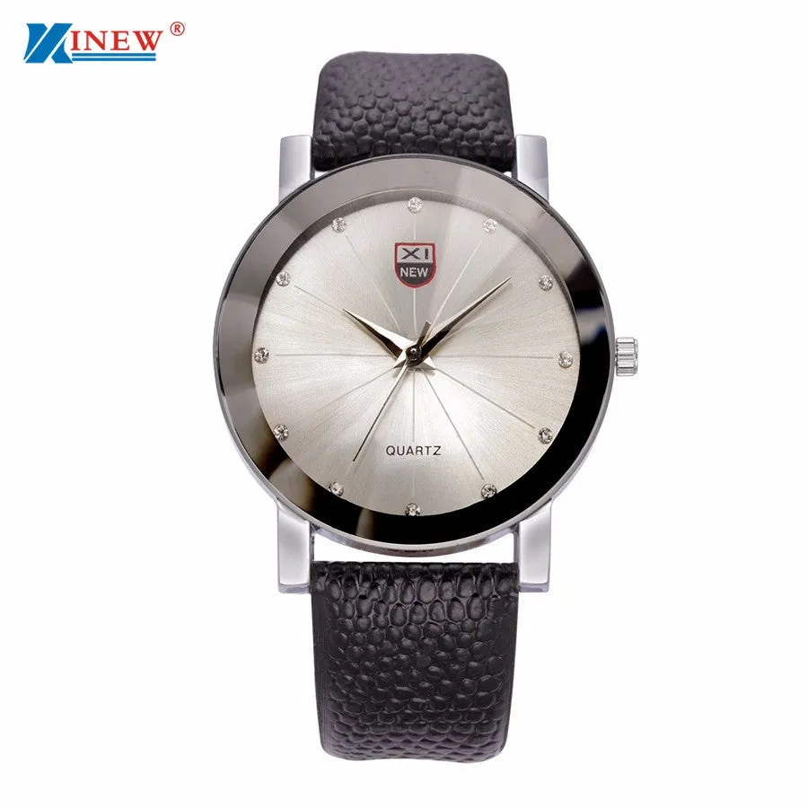 Xi Watch Men Top Luxury Relogio Masculino Quartz Military Army PU Leather Band Convex surface Big Dial Clock